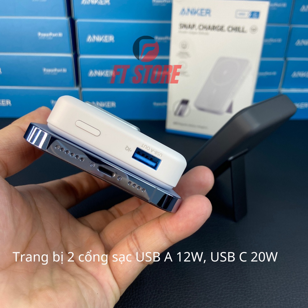 Pin Sạc Dự Phòng Anker MagGo 633/A1641 20W Dành Cho Điện Thoại Nhà Táo Seri 12,13 Hít Từ Tính 10000mAh