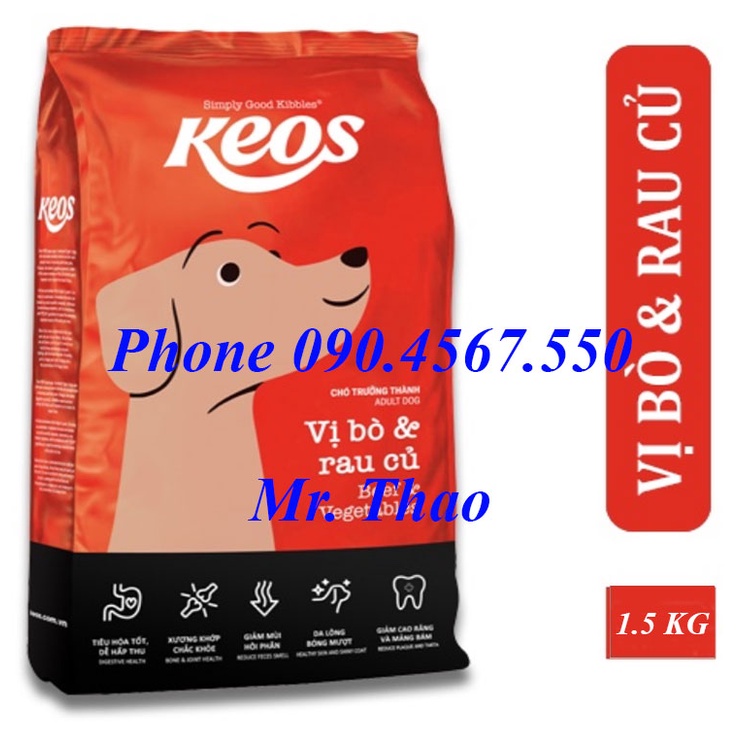 [3KG] Thức ăn Keos vị Bò &amp; Rau củ dành cho chó trưởng thành - KEOS DOG ADULT BEEF AND VEGETABLE