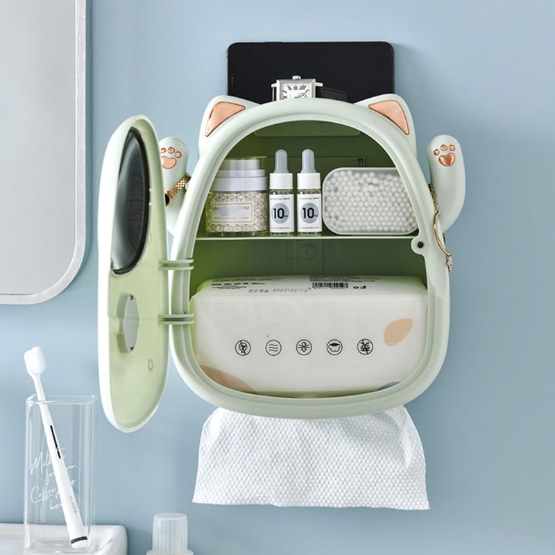 Hộp Đựng Khăn Giấy Gắn Tường Hình Mèo May Mắn Siêu Dễ Thương Đa Năng Trang Trí Nhà Cửa / Phòng Ngủ / Nhà Bếp