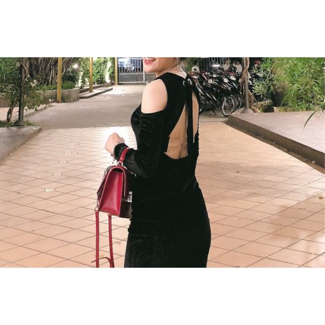 [Auth] Đầm body nhung Topshop authentic size S