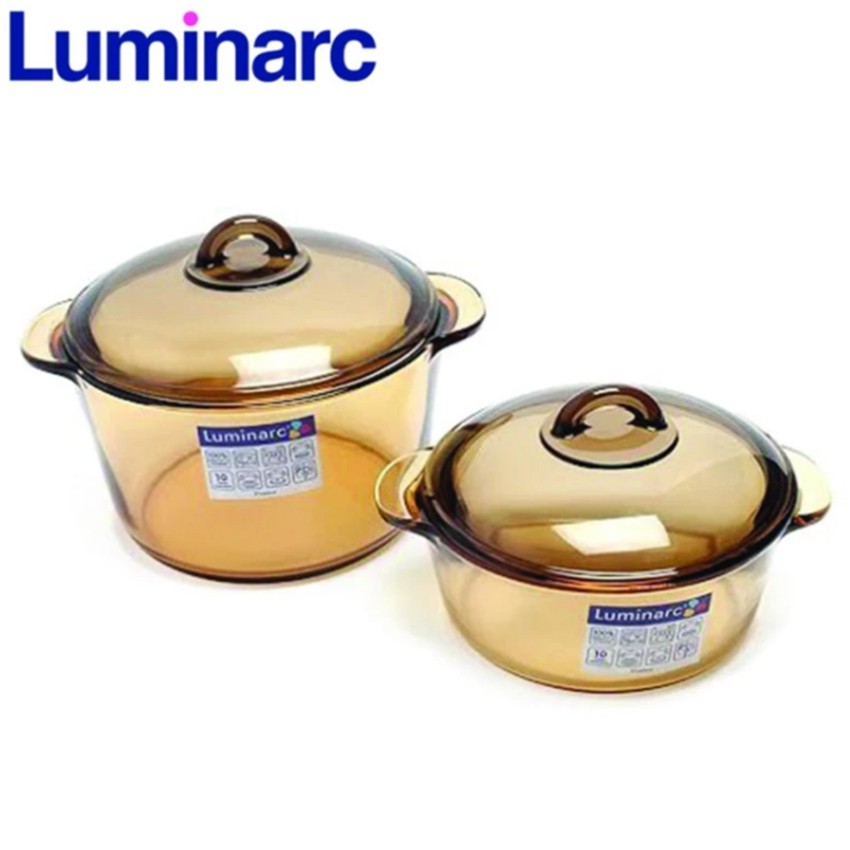 Bộ 2 nồi thủy tinh Luminarc Vitro Amberline Blooming 1L - 3L
