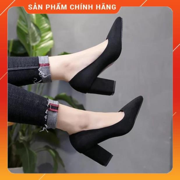 (ORDER) Giày cao gót da lộn gót vuông BIG SIZE 33-43