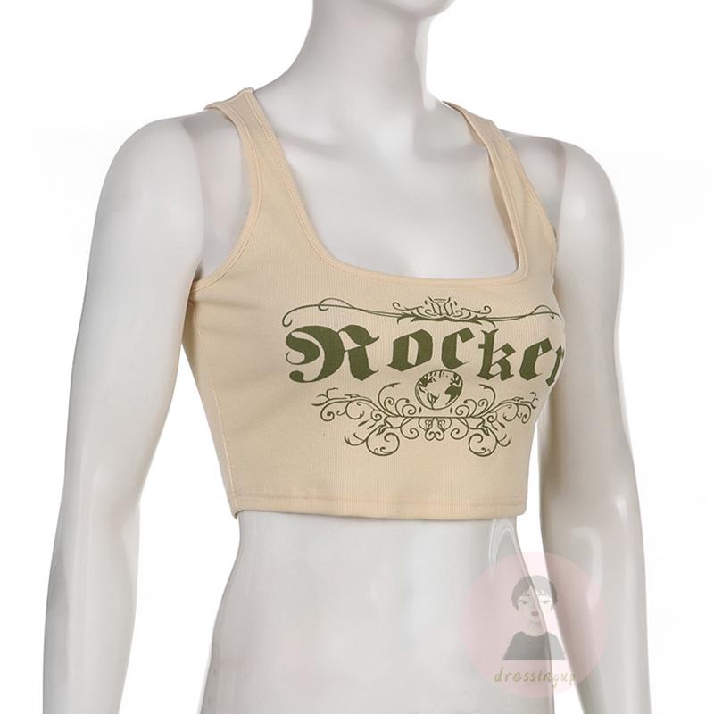 Áo Tank Top Nữ Không Tay Cổ Vuông In Họa Tiết Hình Học Thời Trang Mùa Hè