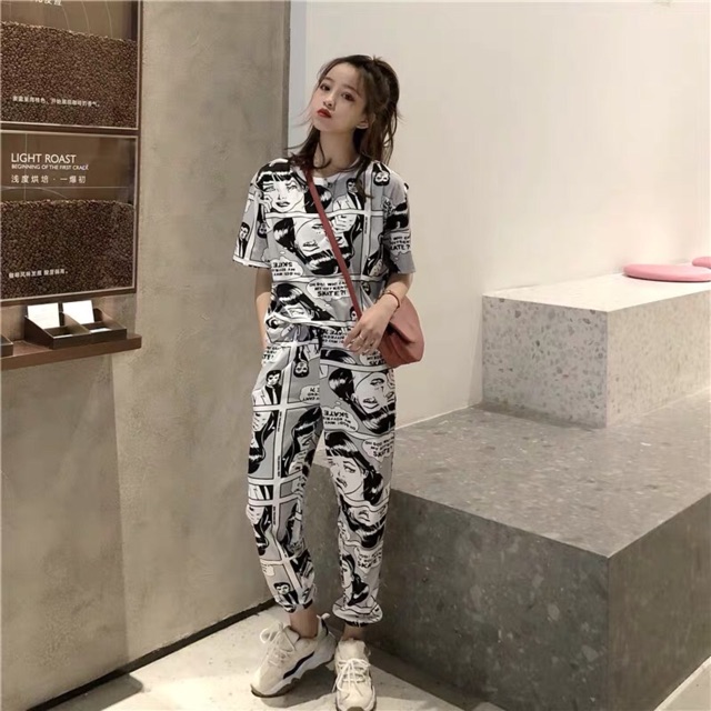 [Có Sẵn] Set bộ unisex hoạ tiết truyện tranh ulzzang | BigBuy360 - bigbuy360.vn