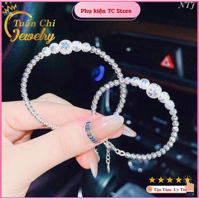Lắc Tay Nữ⚡FREESHIP⚡ Set Vòng Tay Bạc Cao Cấp Cho Mẹ Và Bé, Hạt Bi Xinh Xắn, Dễ Thương