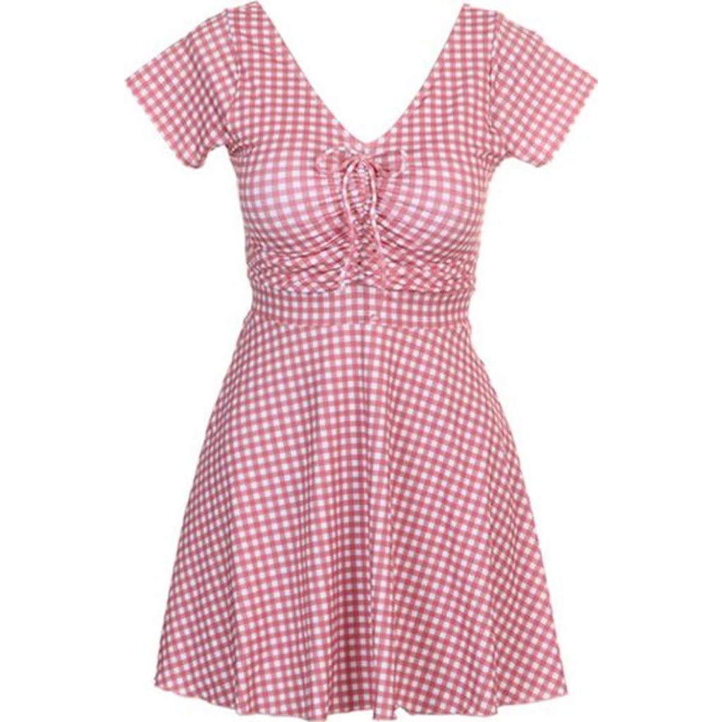 (TỔNG KHO LÂM ANH CHUYÊN SỈ) Đầm xòe kẻ ô chun eo điệu đà, thời trang trẻ, phong cách Hàn Quốc