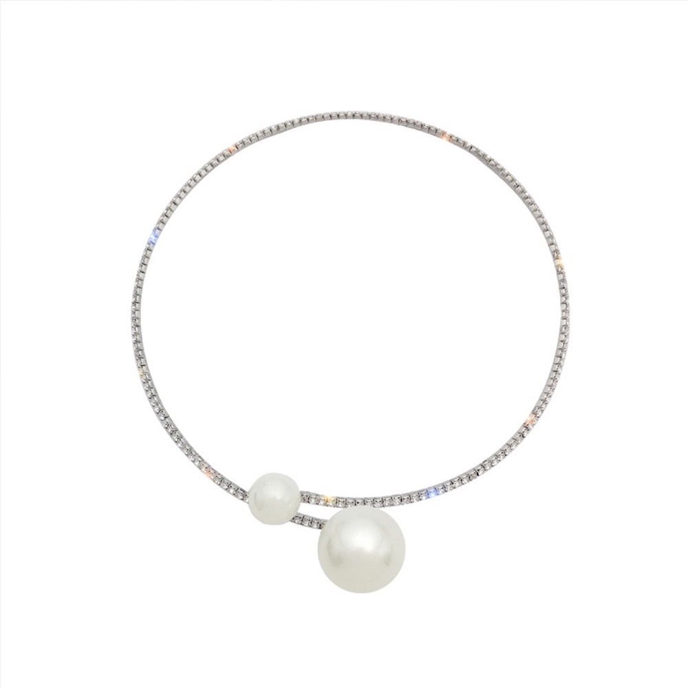 Vòng Cổ Choker Đính Ngọc Trai Giả Dạng Hở Điều Chỉnh Được Thiết Kế Tinh Tế Thời Trang Hàn Quốc Cho Nữ