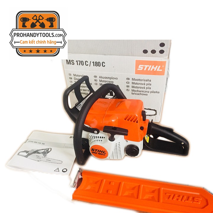 Máy Cưa Xích STIHL MS 180 C-BE Đồng Bộ Lam Xích 18in + Tặng nhớt Rheinol Đức - thắng máy cưa xích