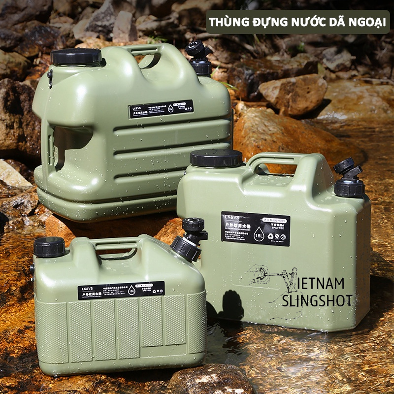 Bình đựng nước cắm trại du lịch dã ngoại di động ngoài trời, có van khóa, có vòi nối dài tiện lợi - DCP9
