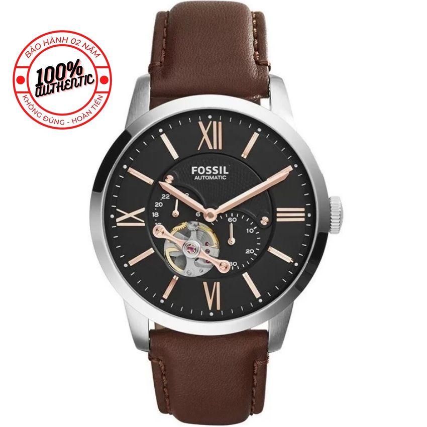 Đồng Hồ Nam Fossil ME3061 Automatic Lộ Cơ Góc 7 Giờ 44mm Dây Da