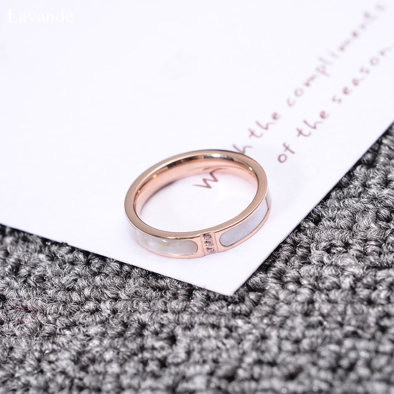 Nhẫn Thép Titan Đính Đá Zircon Trắng Sang Trọng Không Phai Màu 1YN5