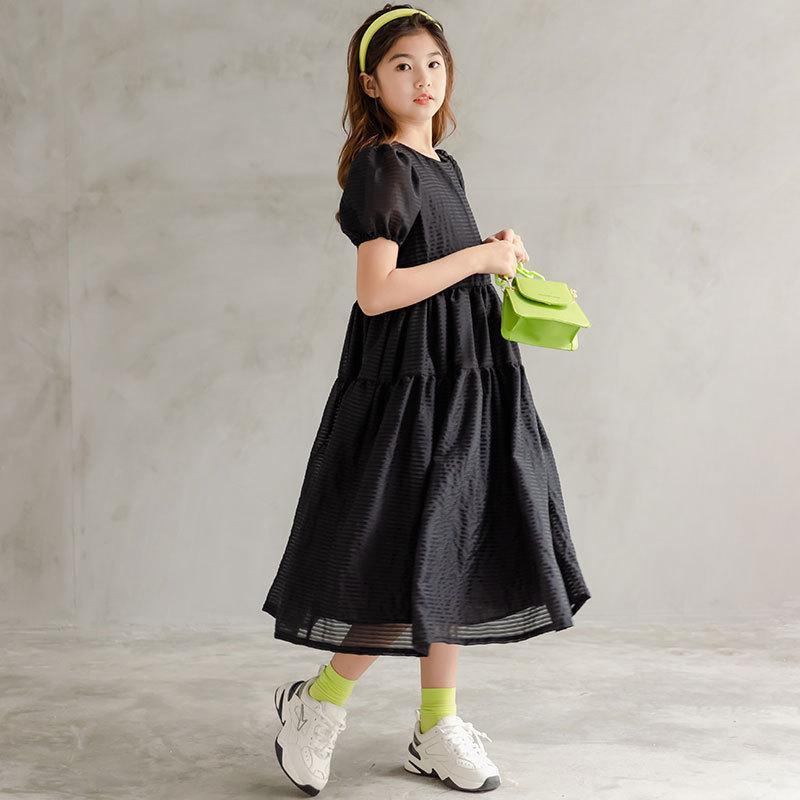 Đầm Cotton Tay Phồng Màu Trắng Thời Trang Mùa Hè 2022 Mới Cho Bé Gái