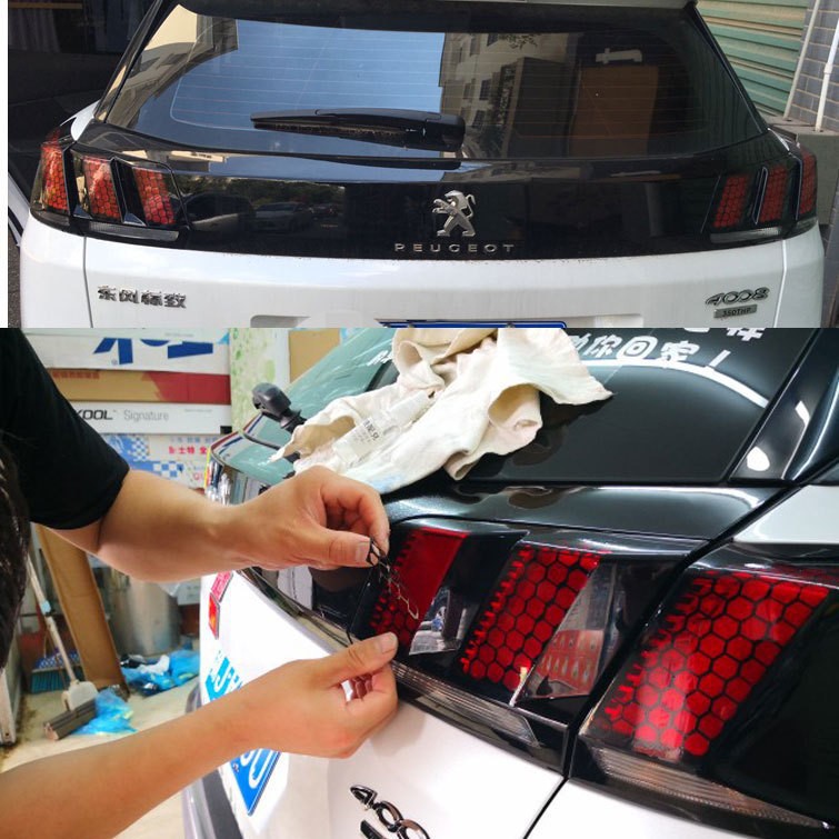 Bộ Decal Tổ Ong Dán Đèn Hậu Xe Ô Tô Peugeot 5008 Cao Cấp