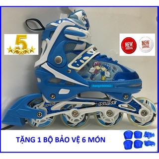Giầy trượt patin trẻ em có đèn flash tặng bảo vệ tay chân