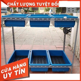 Kệ sắt lỗ trồng rau 2 tầng 6 chậu,kệ dài 1m3 cao 1m rộng 65cm,kệ sắt V lỗ