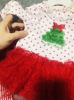 Set bộ Noel Little Me đỏ Auth cho bé gái