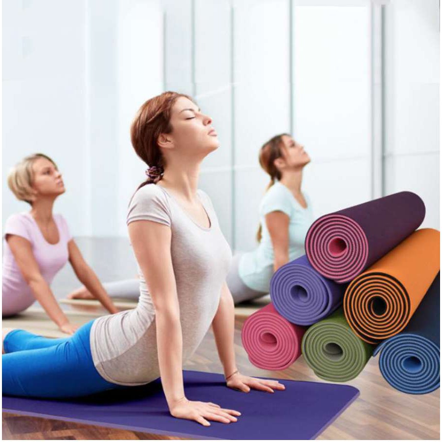 (LOẠI 1) Thảm tập Yoga, gym 2 Lớp TPE cao cấp chống trơn chượt dày 6mm kèm túi đựng ( LỖI 1 ĐỔI 1 )