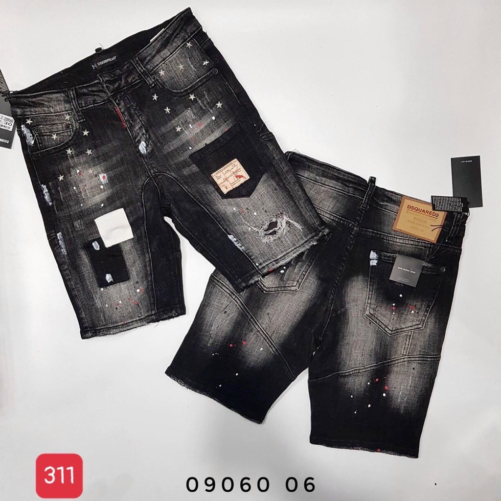 Quần short jean nam xanh đen in thêu chữ khóa kéo lệch nhiều mẫu mới ra rất đẹp giá rẻ