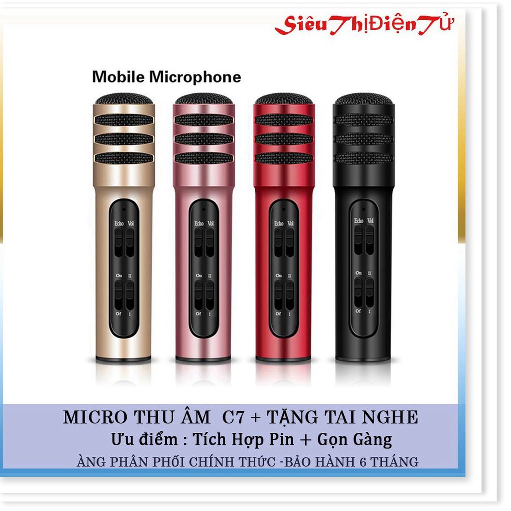 MICRO LIVESTREAM C7 MIC THU ÂM KARAOKE LIVE STREAM 3 IN 1 (TẶNG TAI NGHE)