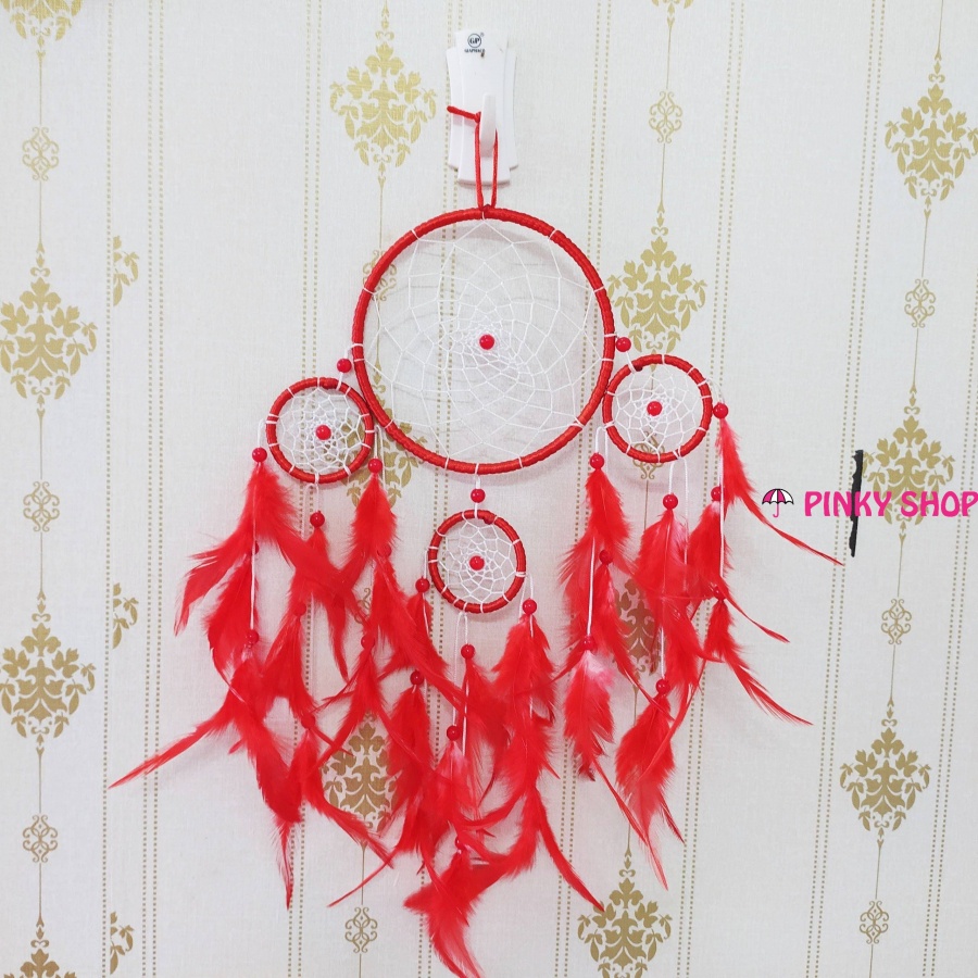 Dreamcatcher handmade màu đỏ trang trí nhà xinh lung linh Pinky Shop mã DRD45