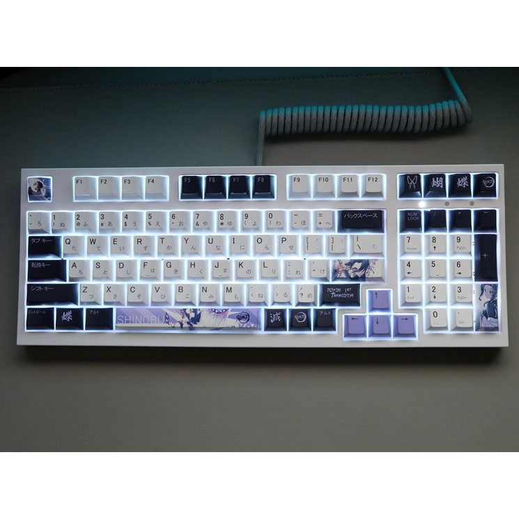 Nút Bàn Phím Cơ Demon Slayer Kochou Shinobu Keycap Nhuộm Màu PBT 137 Phím Cho 61/78/8/104.etc
