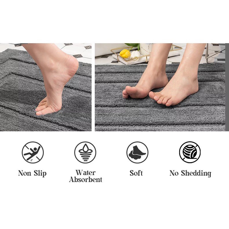 Thảm Lau Chân Viền Dày 1Cm Siêu Thấm Chống Trượt,Thảm decor Trang Trí,Thảm Chùi Chân Sợi Cotton Siêu Mềm Mại