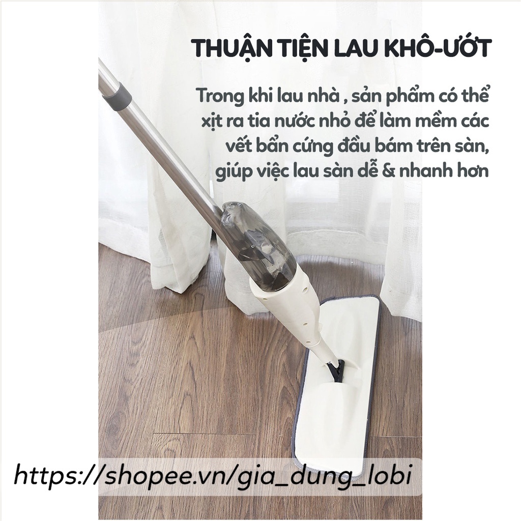 Cây lau nhà phun sương thông minh Aurora Chổi lau nhà tự vắt xoay 360 độ tay cầm xịt nước tự động