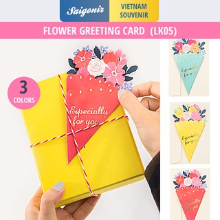 Thiệp giấy Thiệp 3D Gấp lại thành bó hoa LK05 Có dòng chữ "Especially For U" và 3 màu để lựa chọn Size 15x8.5cm