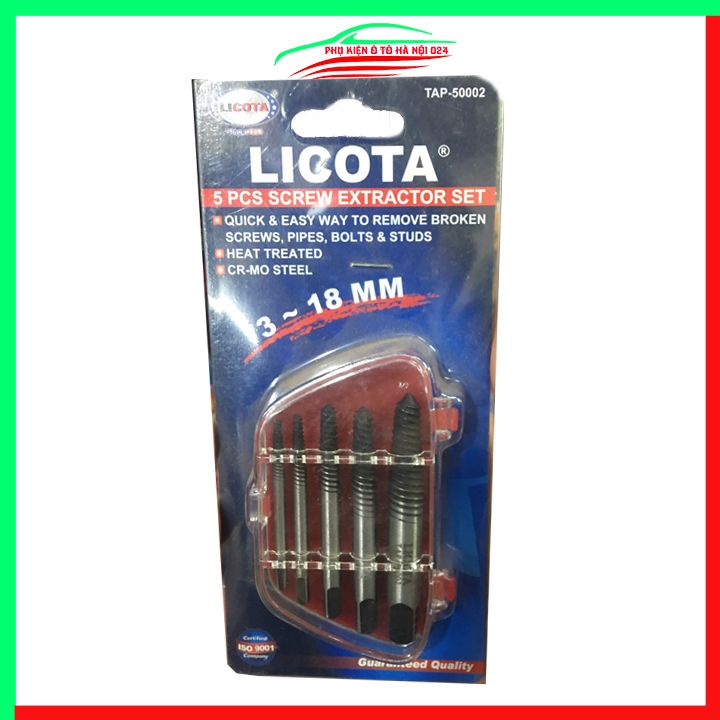 Bộ mở ốc vít gãy, toét đầu Licota - 5 mũi taro 3-18mm TAP-50002