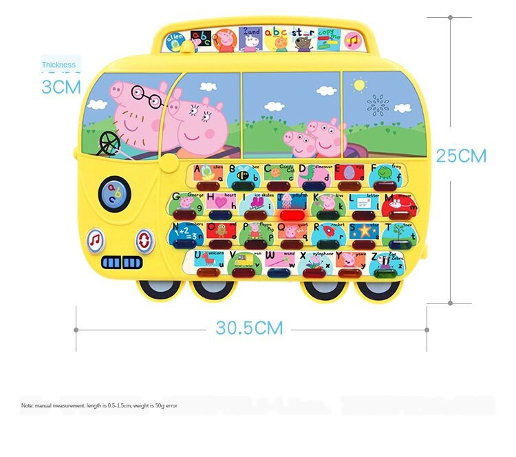Peppa Pig Car Educational Leaning Machine Kids Letter Campin Smart Music Toys Gifts