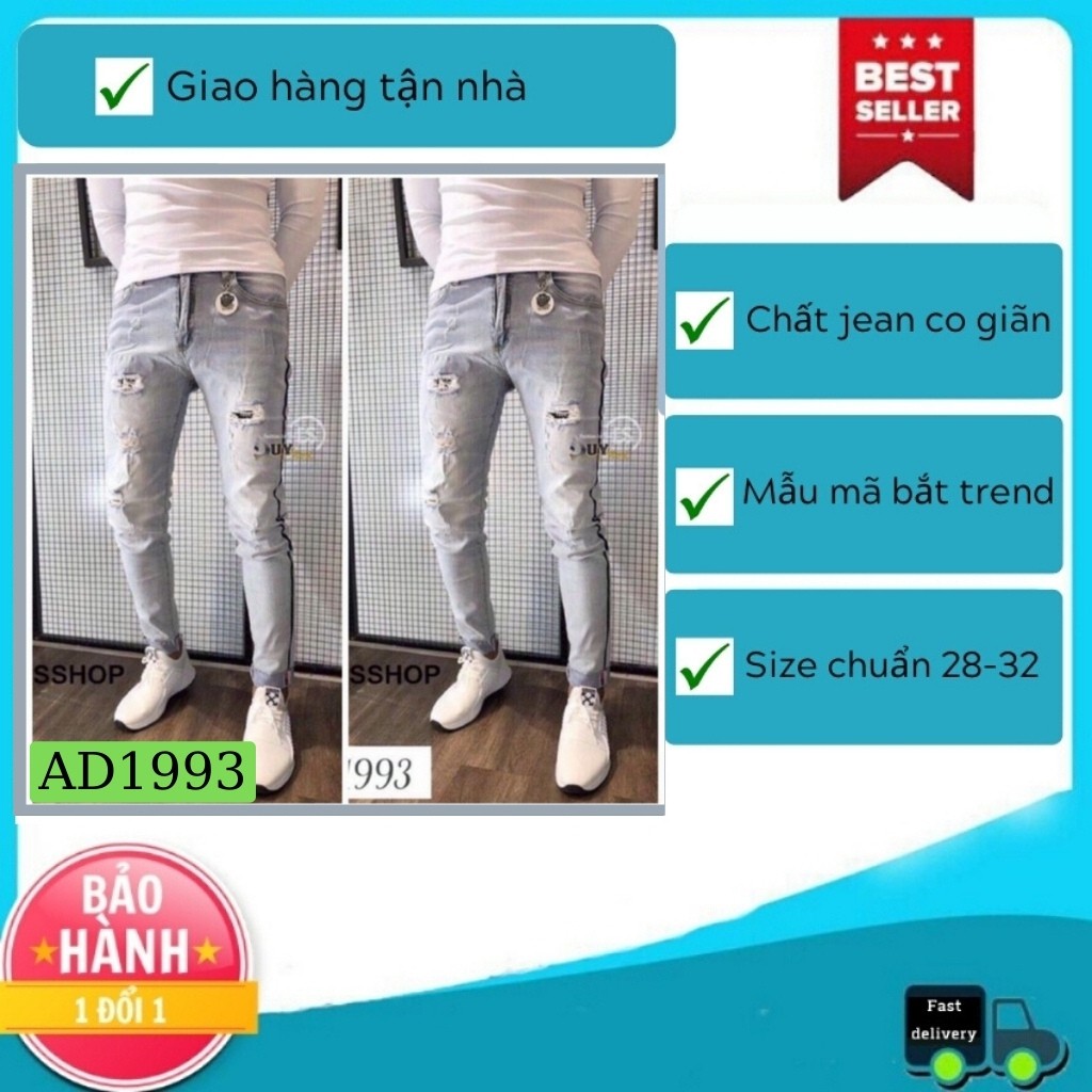 Quần jean nam tenji màu xanh rách chất bò cao cấp co dãn 4 chiều cực đẹp, quần rin nam QDJ1993 Nhiều mẫu mới
