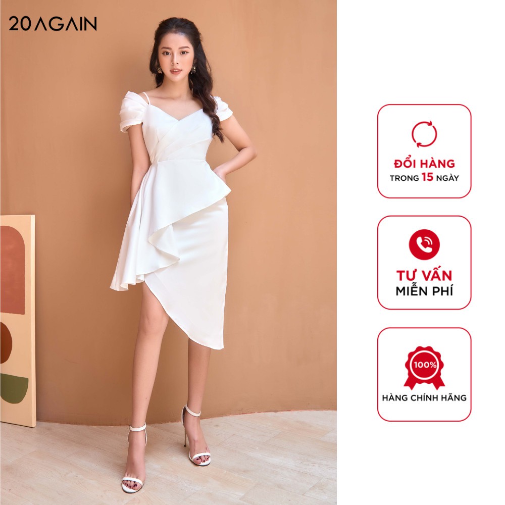 Đầm ôm dây trễ vai vạt chồng đi tiệc thanh lịch, tôn dáng 20AGAIN DOA1159 | BigBuy360 - bigbuy360.vn