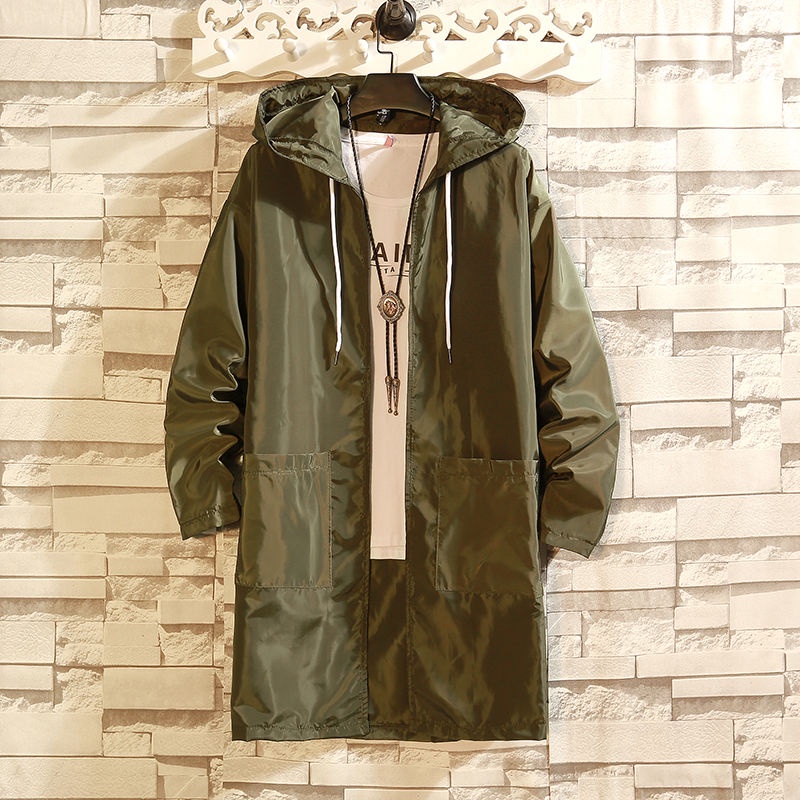 Áo Khoác Gió Dài Trung Bình Có Mũ Trùm Chống Nắng Bảo Vệ An Toàn Mùa Hè Cho Nam Sinh