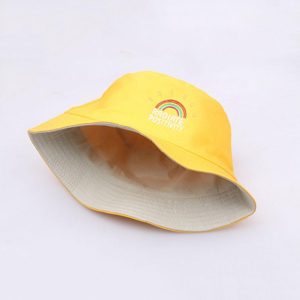 LEILY Bucket Hat Outdoor Panama Hat Rainbow Embroidery Fishing Hat Rose Flower Embroidery