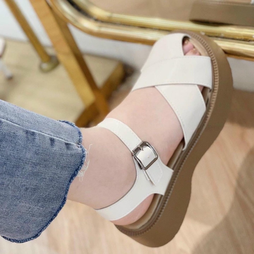 Giày sandal nữ ulzzang bít mũi rọ đế xuồng  mũi 5p đế mềm nữ Shoes Paradise SD019