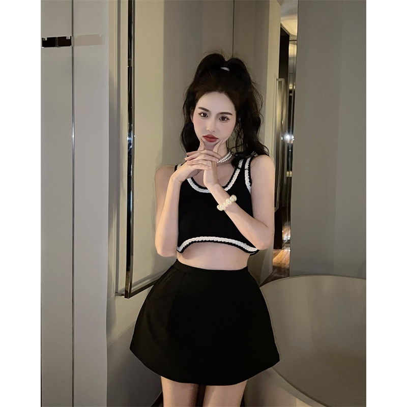 Cocory vn Set Áo hai dây Thêu Hoa + Chân Váy Chữ A Thời Trang Nữ Tính