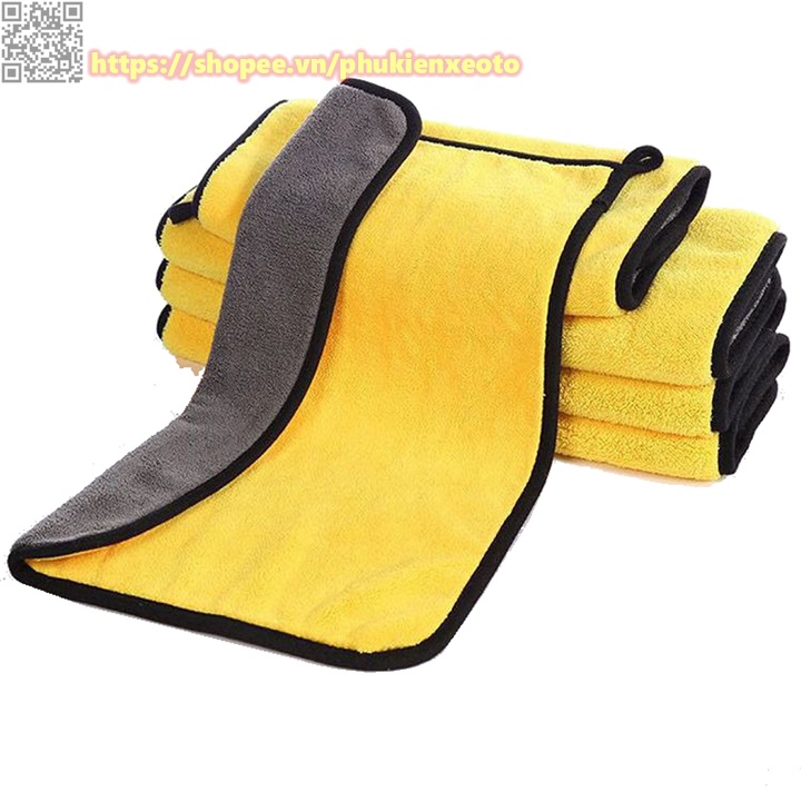 Khăn Lau Xe Ô Tô 2 Lớp Chuyên Dụng Sợi MicroFiber Siêu Sạch Siêu Thấm Hút