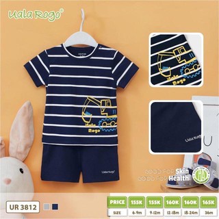 [UALA ROGO] Bộ Quần Áo Cộc Tay Họa Tiết Xe Cẩu Vải Petit UR3812