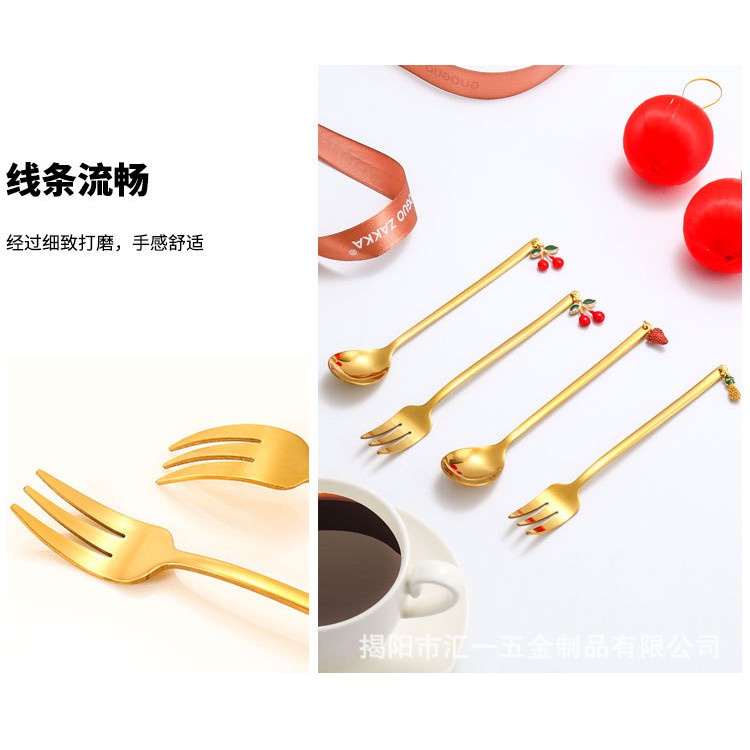 Set Muỗng Và Nĩa Bằng Thép Không Gỉ Thiết Kế Dễ Thương