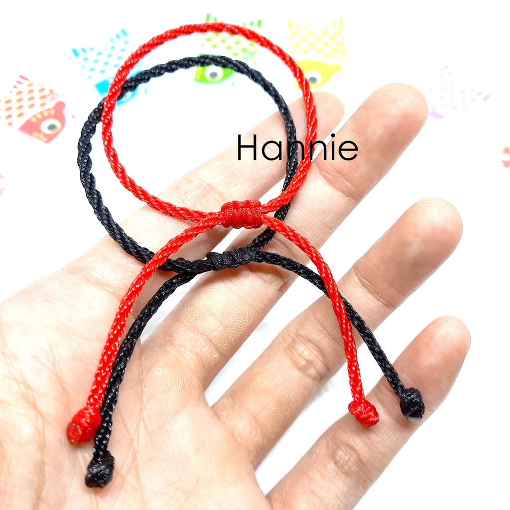 (Đỏ/Đen) Vòng tay dây Nhật dây rút đeo tay nam nữ - Lucky Bracelet handmade đơn giản