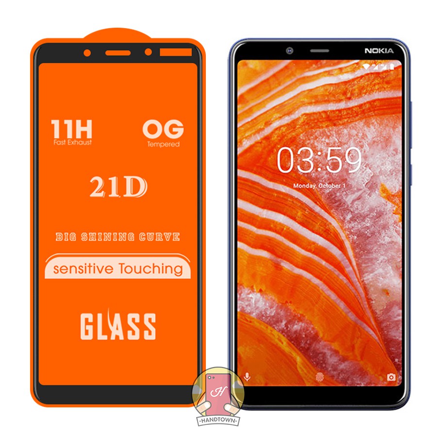 Kính Cường lực NOKIA 3.1 Plus X3 Full màn hình 21D Handtown SIÊU BỀN