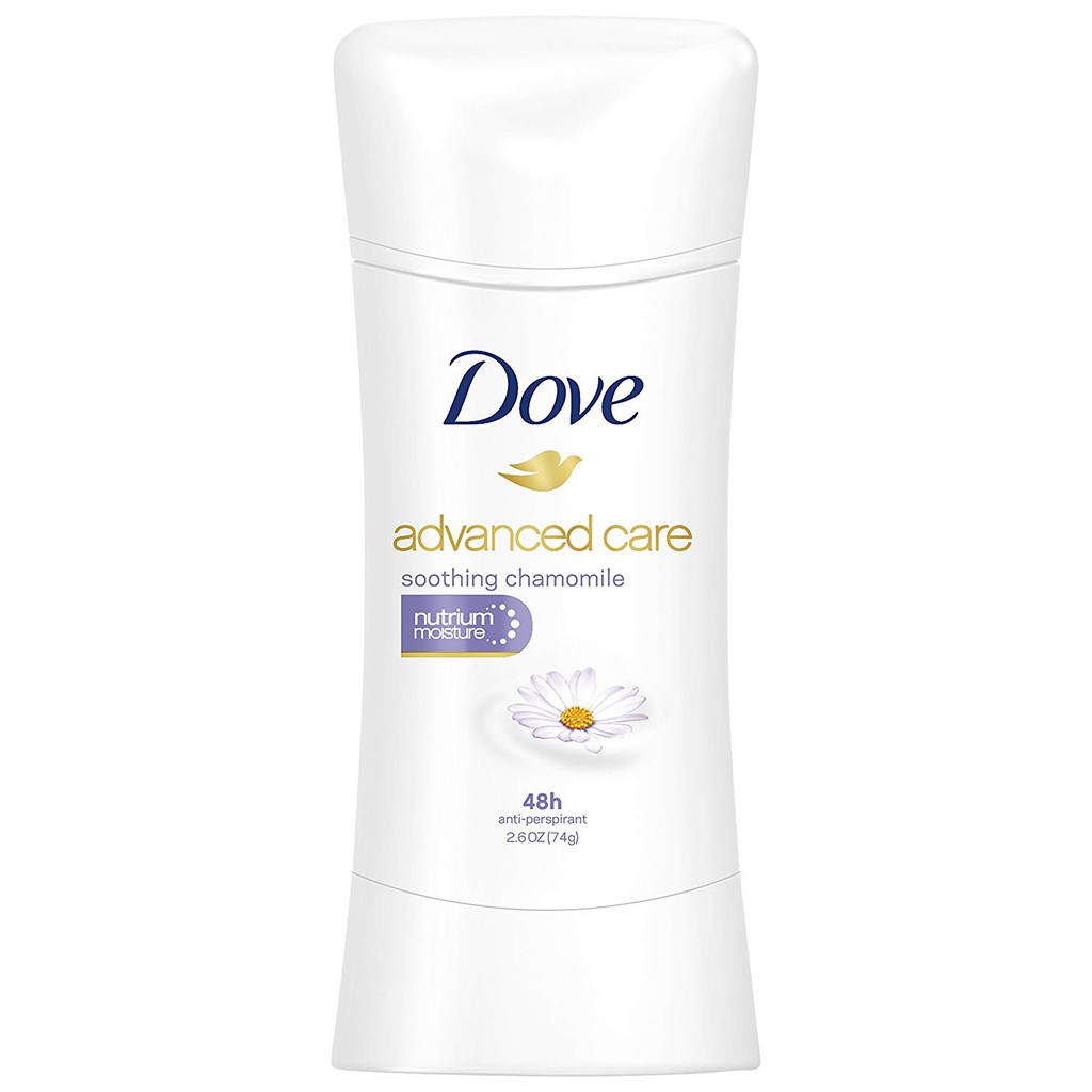 Lăn khử mùi nữ dạng sáp Dove Advanced Care Antiperspirant Deodorant Soothing Chamomile 74g (Mỹ)