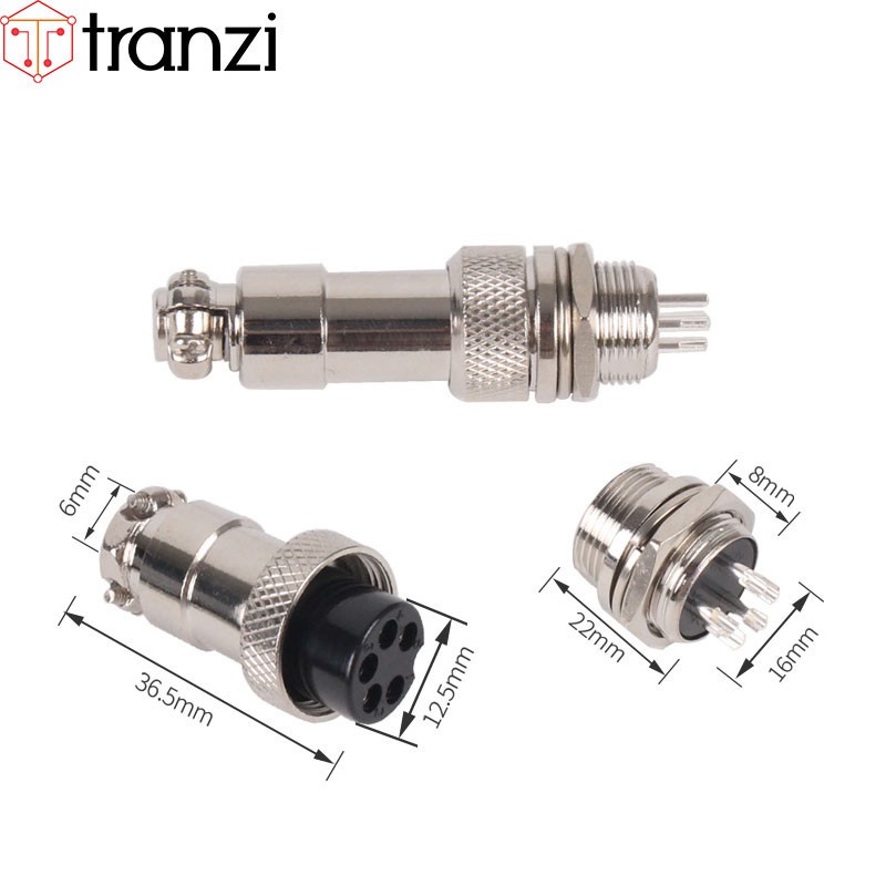 Giắc GX16 5P 16mm bộ đực cái - túi 1 bộ đực cái