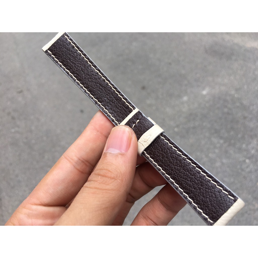 Dây Đồng Hồ Da Bò Epsom Cao Cấp Chống Bám Bụi Màu Kem