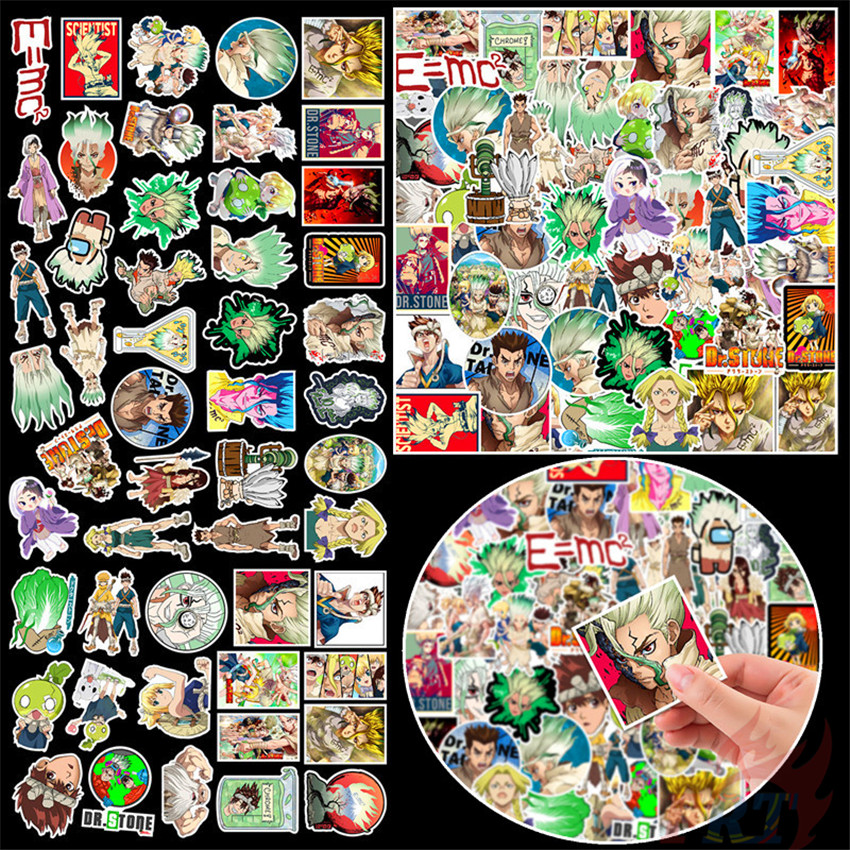 Bộ 50 Miếng Dán Trang Trí Chống Thấm Nước Hình Anime Dr.Stone - Series 03