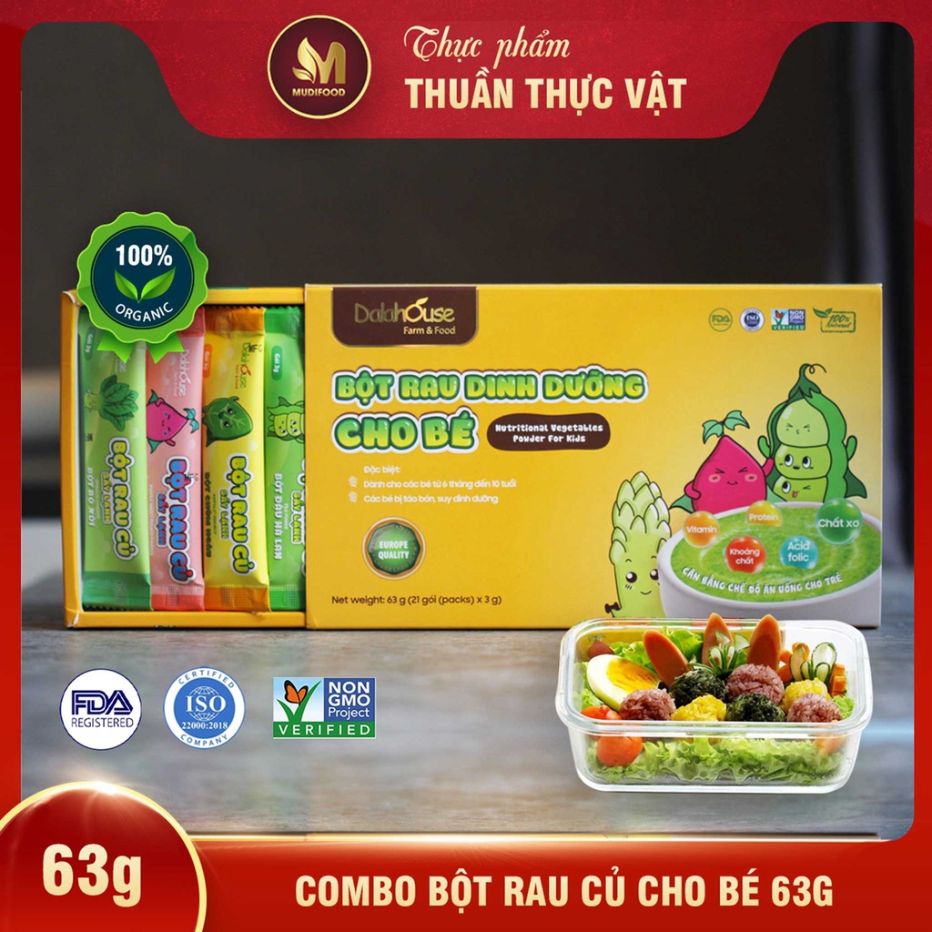 Bột Rau Củ Hữu Cơ Cho Bé Dalahouse Hộp 21g/63g - Tự Nhiên, Giàu Dinh Dưỡng, Sấy Lạnh Tiêu Chuẩn Châu Âu