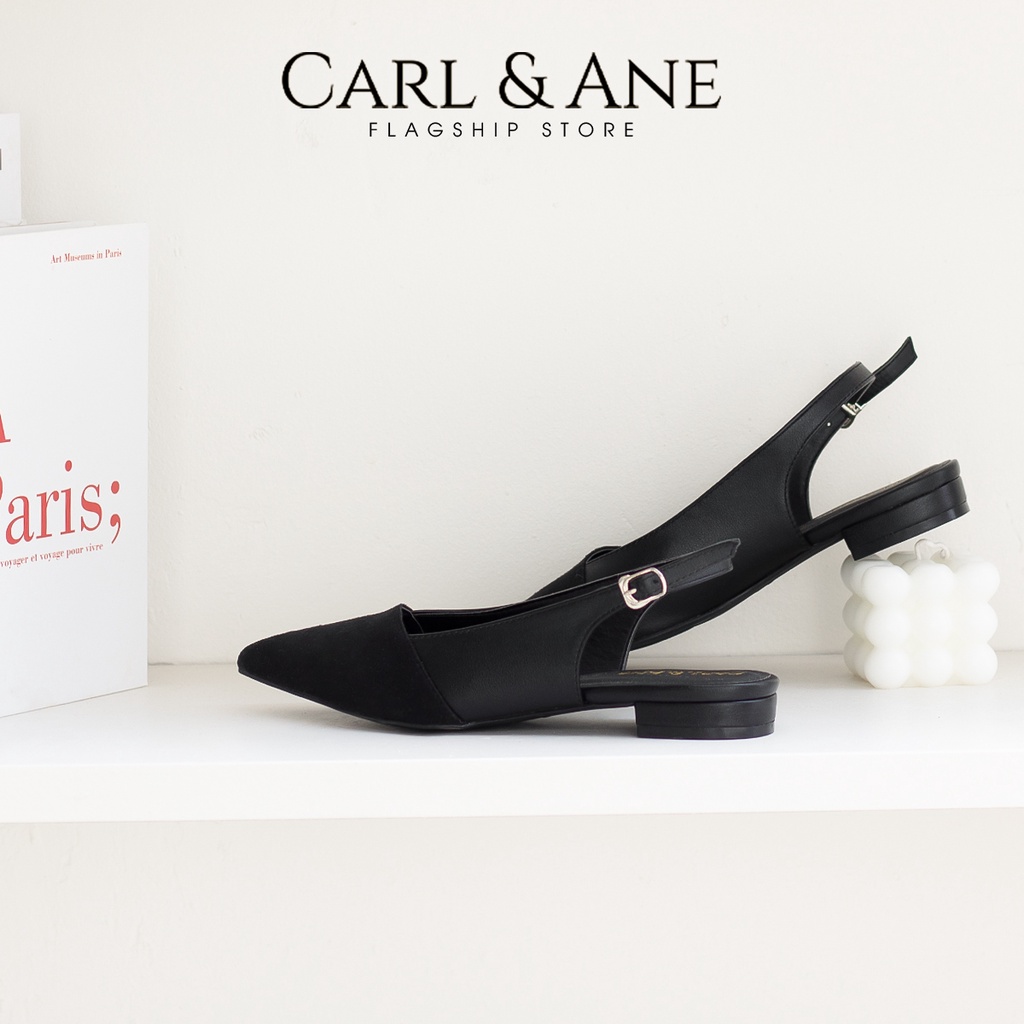 Carl &amp; Ane - Giày cao gót mũi nhọn phối mũi thời trang công sở cao 1.5cm màu trắng- CL031