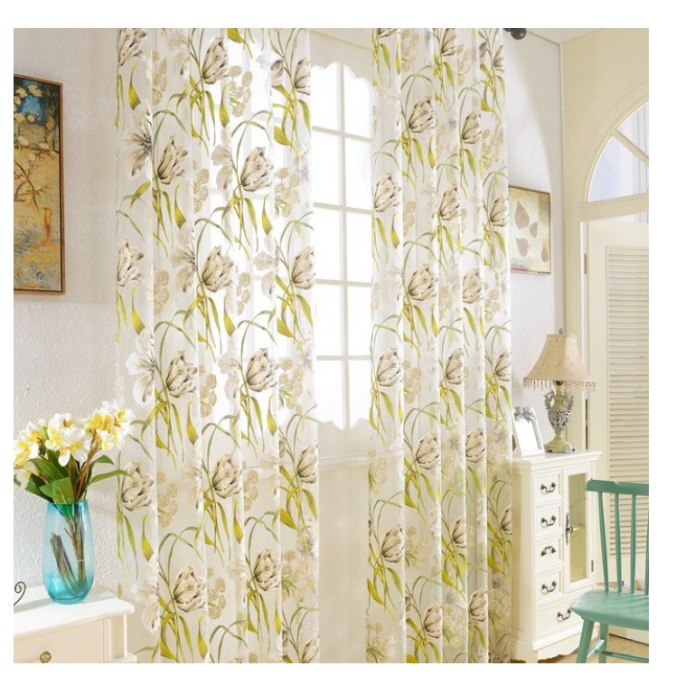 RÈM VOAN TREO CỬA CAO CẤP - BÚP HOA TRẮNG CC062