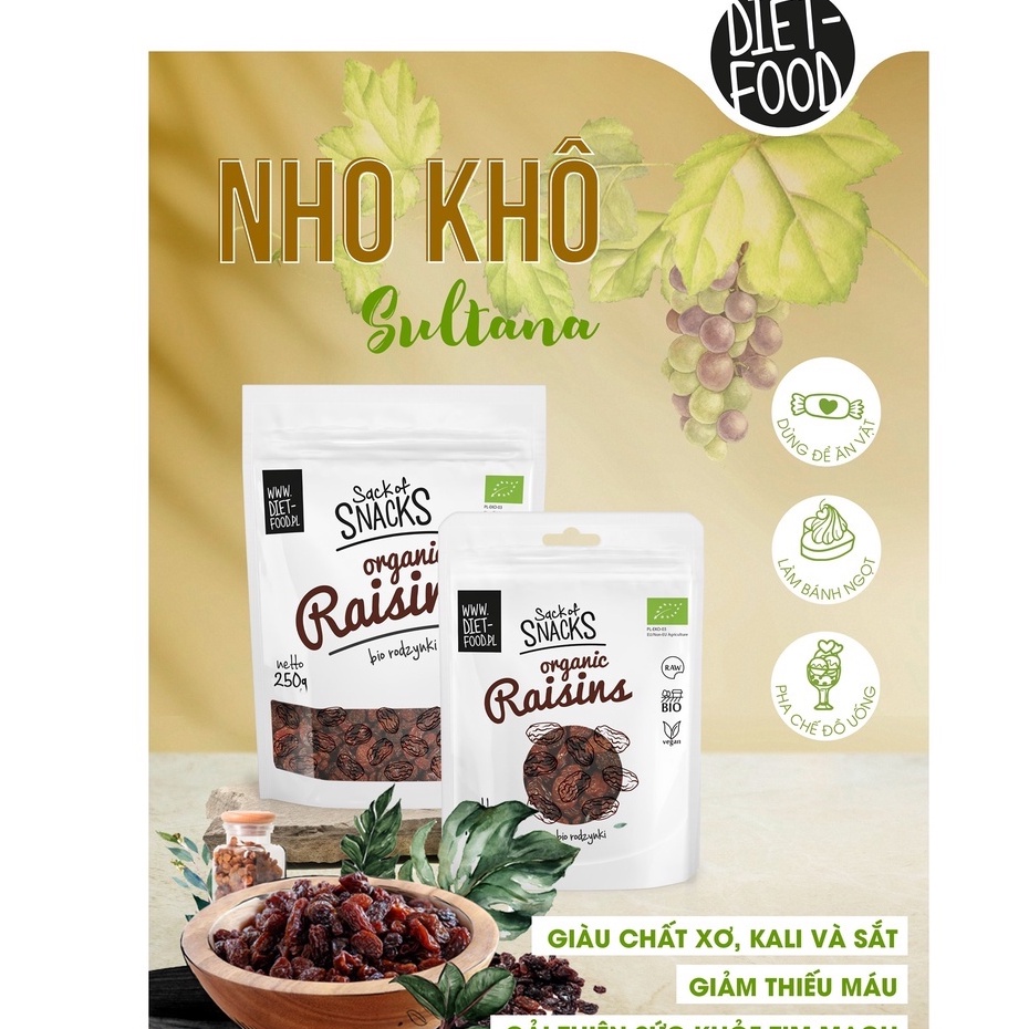 Nho khô Sultana hữu cơ Diet Food Organic Raisins