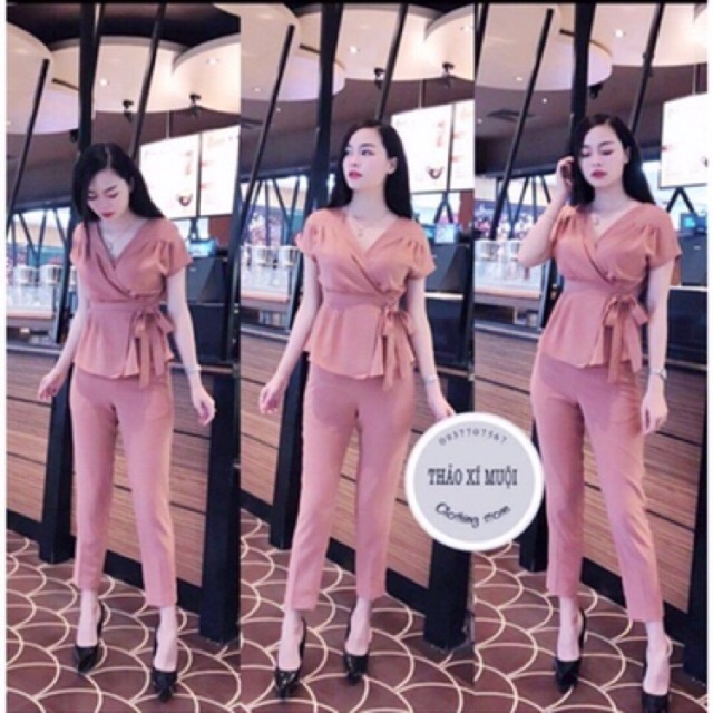 SÉT BỘ THỜI TRANG CÔNG SỞ CỘT NƠ EO TRẺ TRUNG